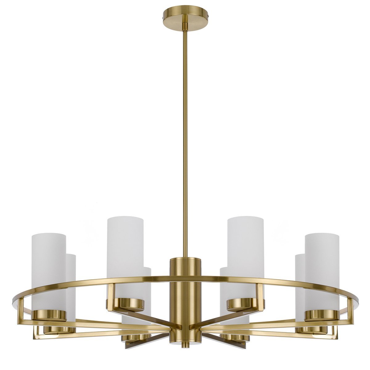 Eamon 8 Light Pendant Light in Brass with Opal Glass