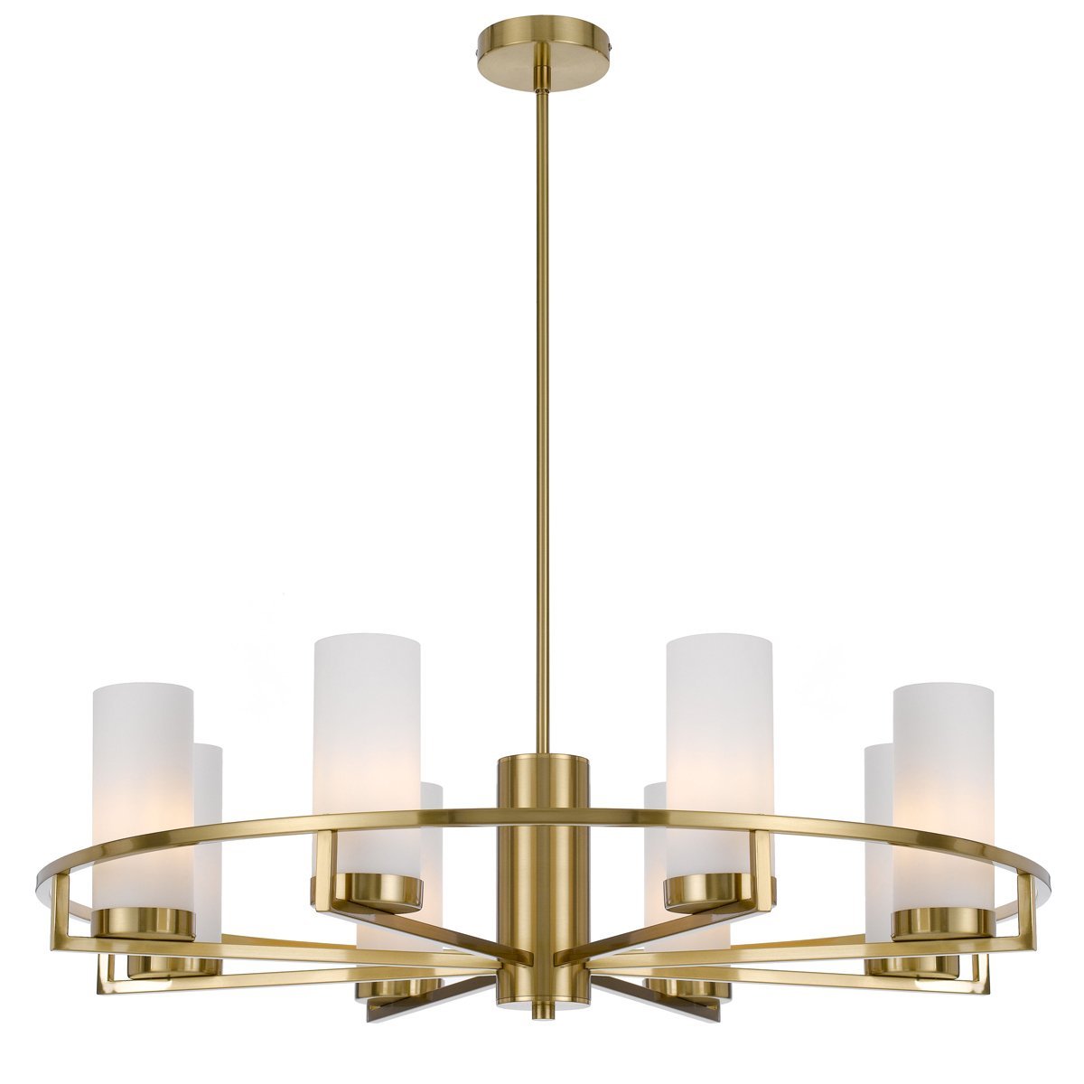 Eamon 8 Light Pendant Light in Brass with Opal Glass