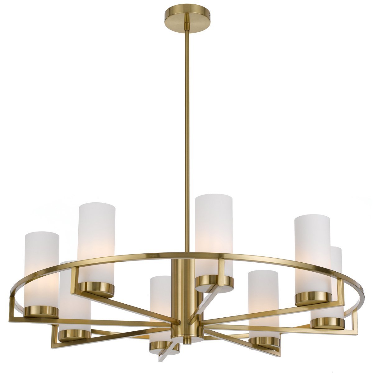 Eamon 8 Light Pendant Light in Brass with Opal Glass