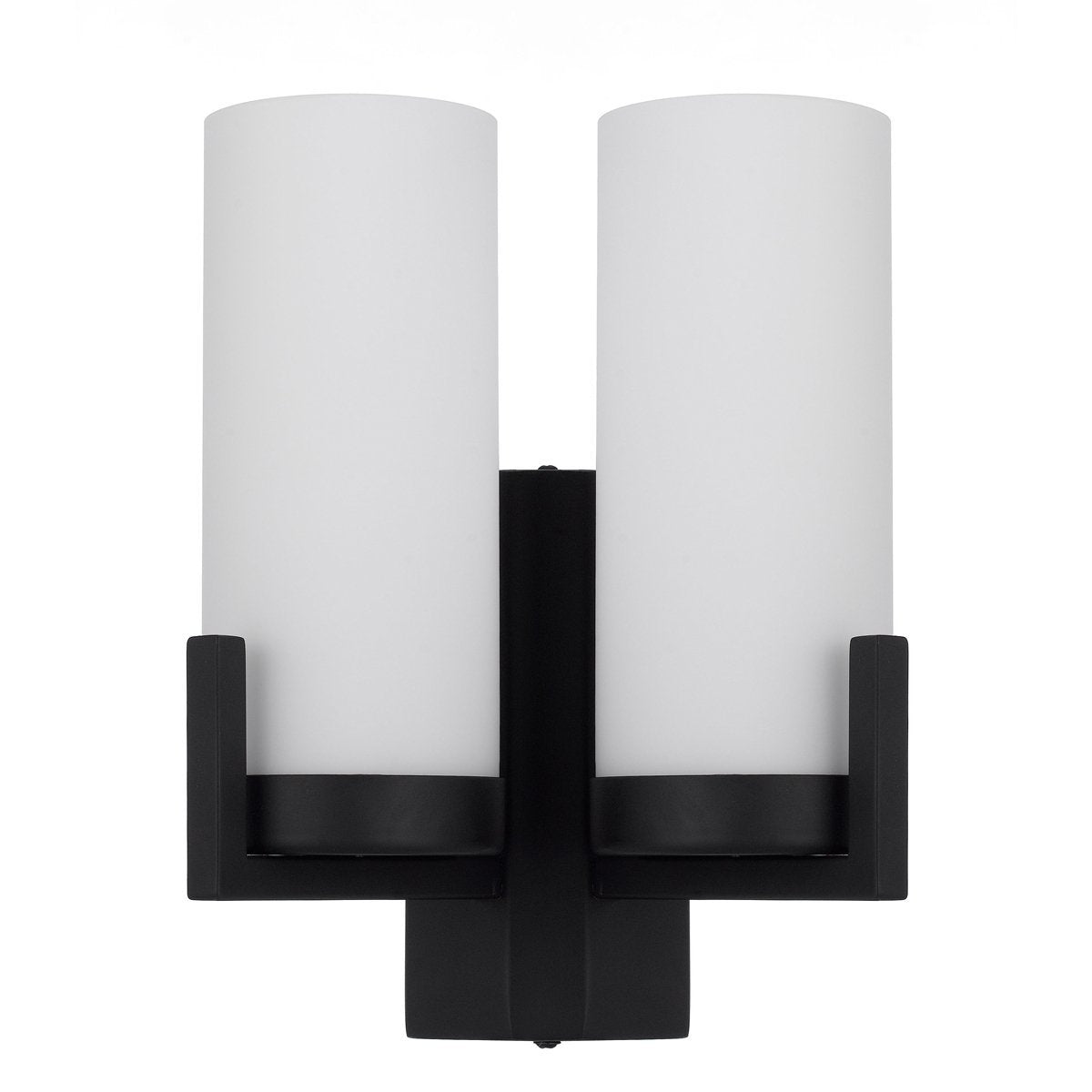 Eamon 2 Light Wall Light in Black with Opal Glass