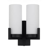 Thumbnail for Eamon 2 Light Wall Light in Black with Opal Glass