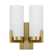 Thumbnail for Eamon 2 Light Wall Light in Brass with Opal Glass