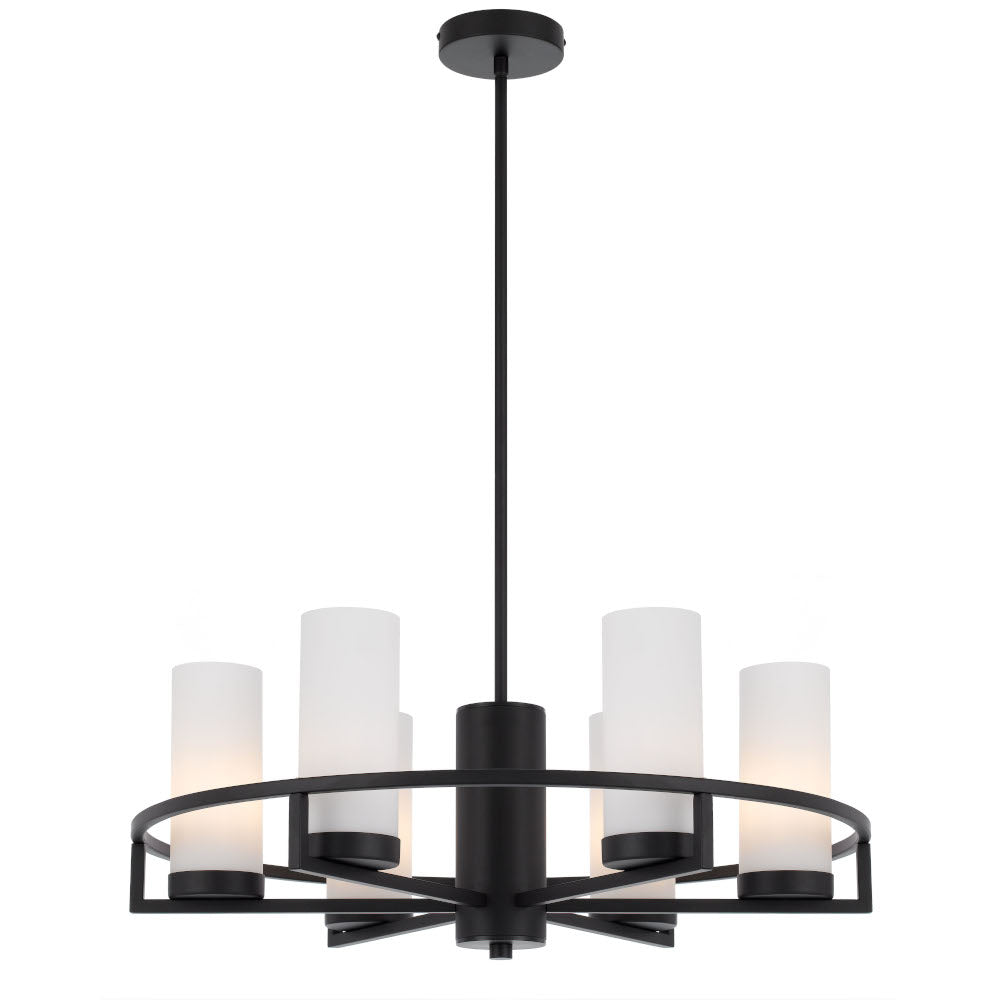 Eamon Brass or Black 6 Light Pendant with Opal Glass