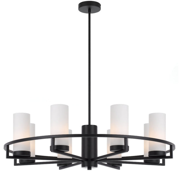 Eamon Brass or Black 8 Light Pendant with Opal Glass