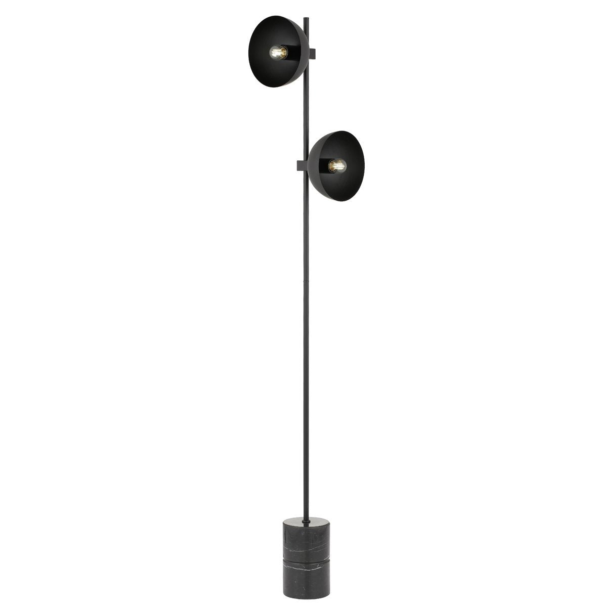 Efrain 2 Light Floor Lamp in Black with Black Marble Base