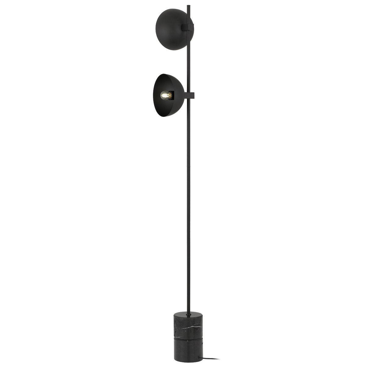 Efrain 2 Light Floor Lamp in Black with Black Marble Base