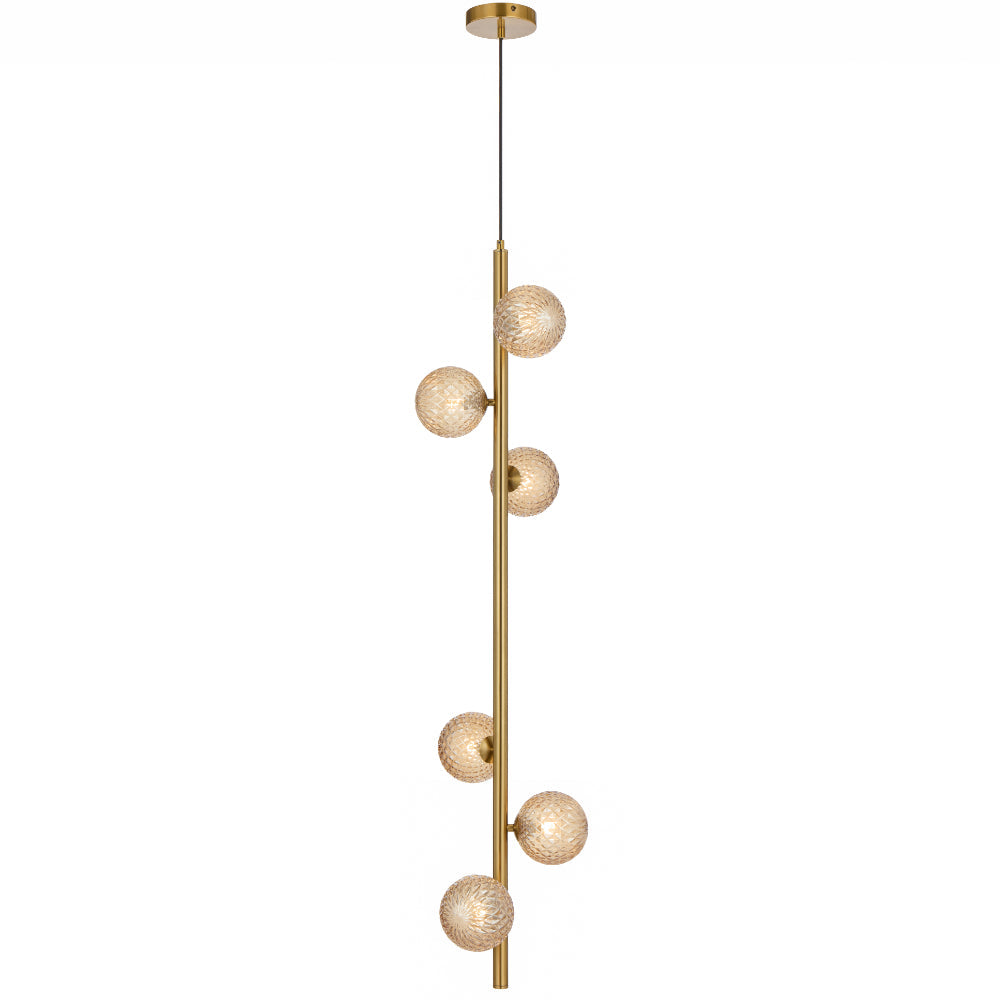 Elson Antique Gold 6 Light Pendant - Choice of 6 Glasses