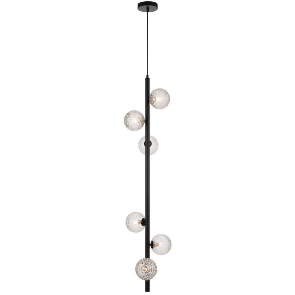 Elson Black 6 Light Pendant - Choice of 6 Glasses