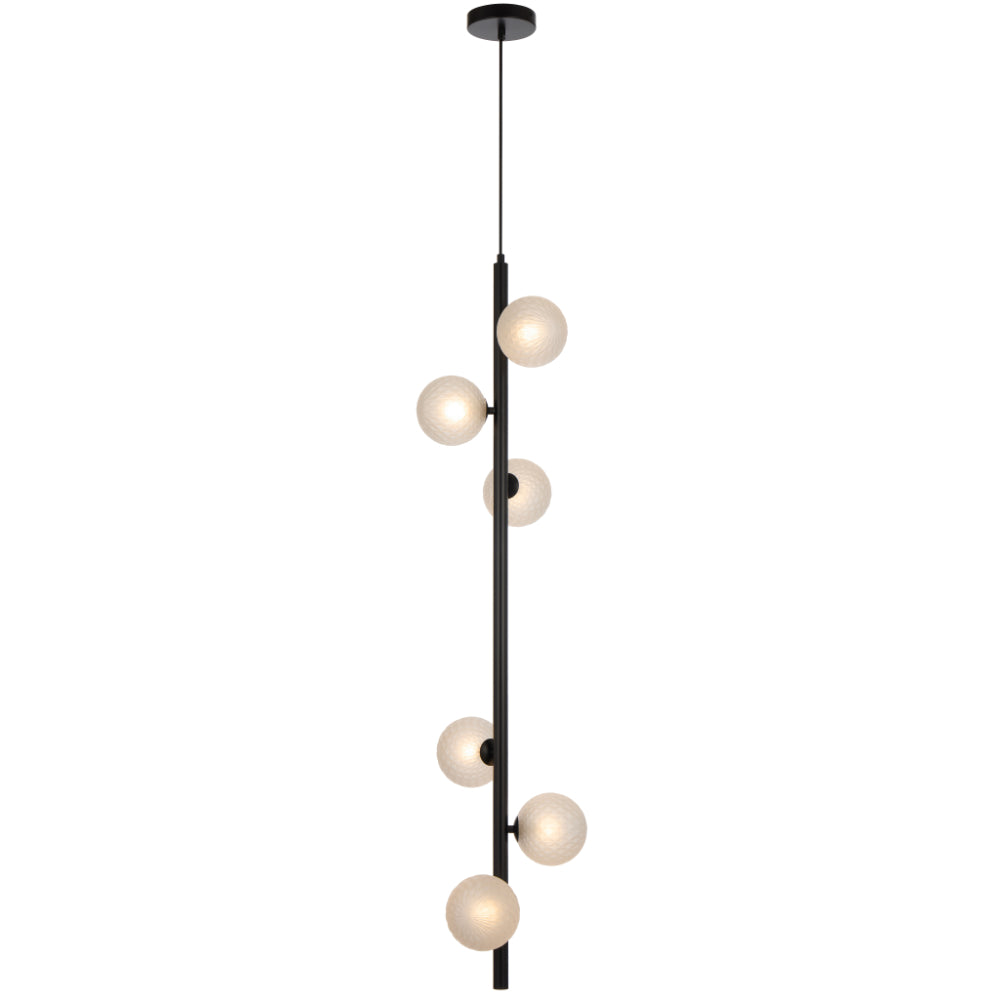 Elson Black 6 Light Pendant - Choice of 6 Glasses