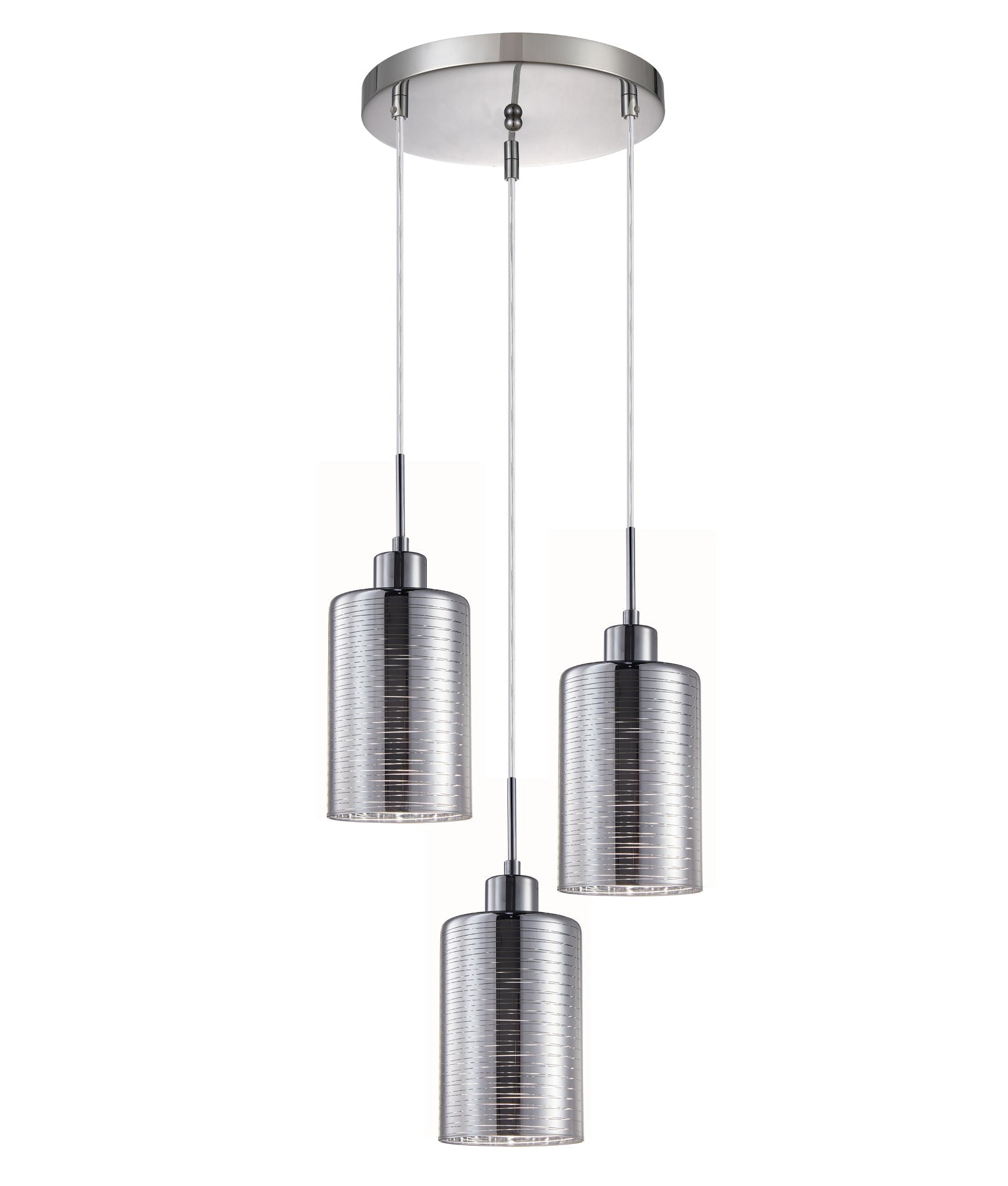 ESPEJO1: Interior Iron & Chrome Oblong Glass with Line Effect Pendant Lights