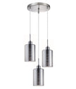 ESPEJO1: Interior Iron & Chrome Oblong Glass with Line Effect Pendant Lights