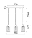 ESPEJO3: Interior Iron & Chrome Oblong Glass with Dotted Effect Pendant Lights