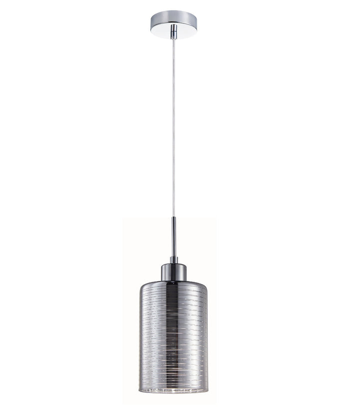 ESPEJO1: Interior Iron & Chrome Oblong Glass with Line Effect Pendant Lights