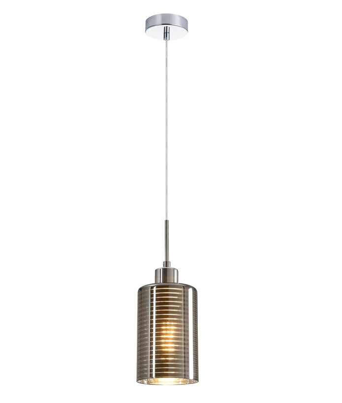 ESPEJO1: Interior Iron & Chrome Oblong Glass with Line Effect Pendant Lights