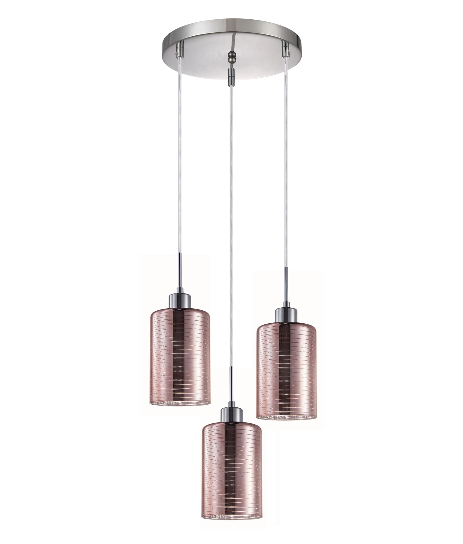 ESPEJO2: Interior Iron & Rose Gold Oblong Glass with Line Effect Pendant Lights