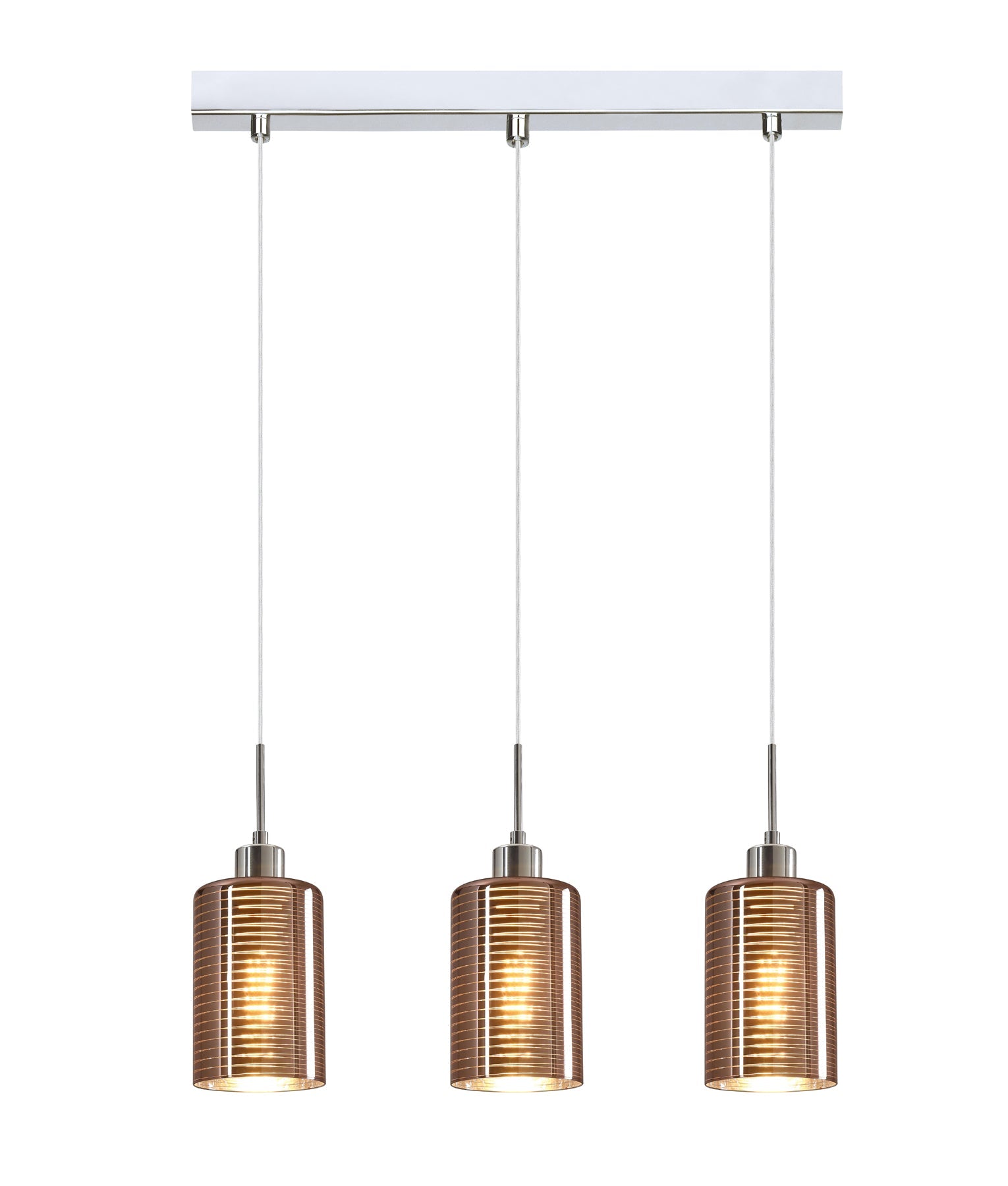 ESPEJO2: Interior Iron & Rose Gold Oblong Glass with Line Effect Pendant Lights