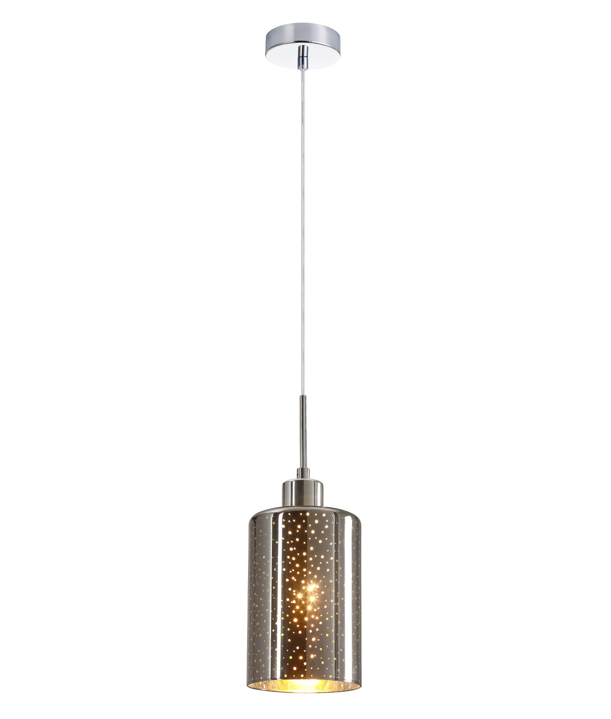 ESPEJO3: Interior Iron & Chrome Oblong Glass with Dotted Effect Pendant Lights