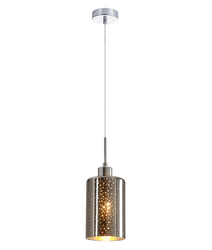 ESPEJO3: Interior Iron & Chrome Oblong Glass with Dotted Effect Pendant Lights