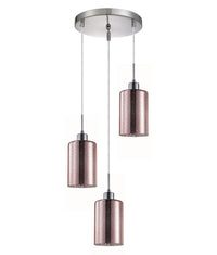 Thumbnail for ESPEJO4: Interior Iron & Rose Gold Oblong Glass with Dotted Effect Pendant Lights