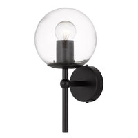 Thumbnail for Eterna 1 Light Wall Light in Black with Clear Glass