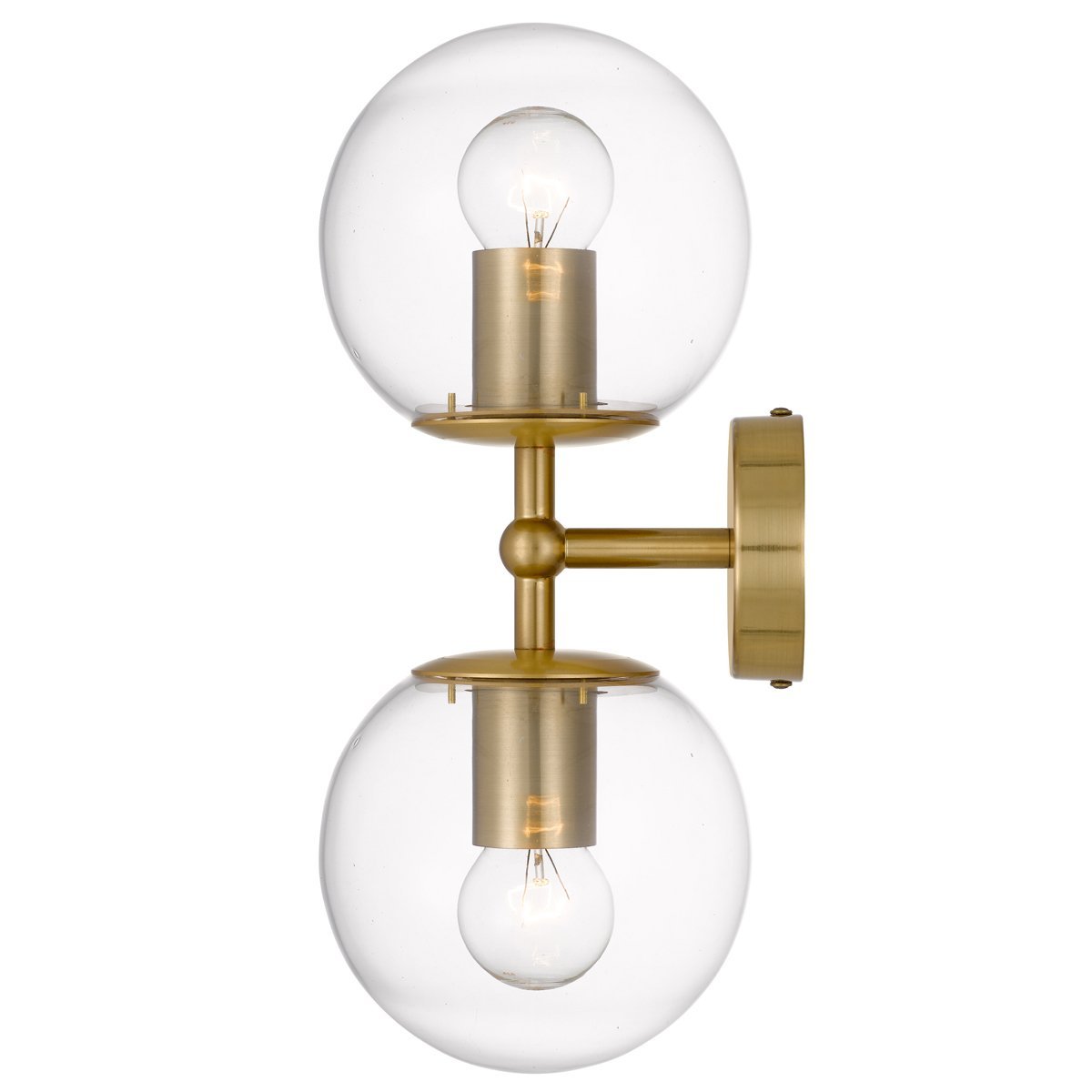 Eterna 2 Light Wall Light in Antique Gold with Clear Glass