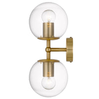 Thumbnail for Eterna 2 Light Wall Light in Antique Gold with Clear Glass