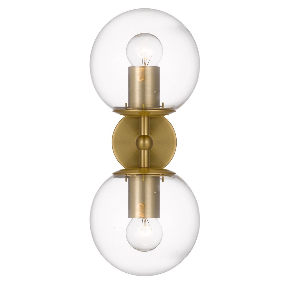 Eterna 2 Light Wall Light in Antique Gold with Clear Glass