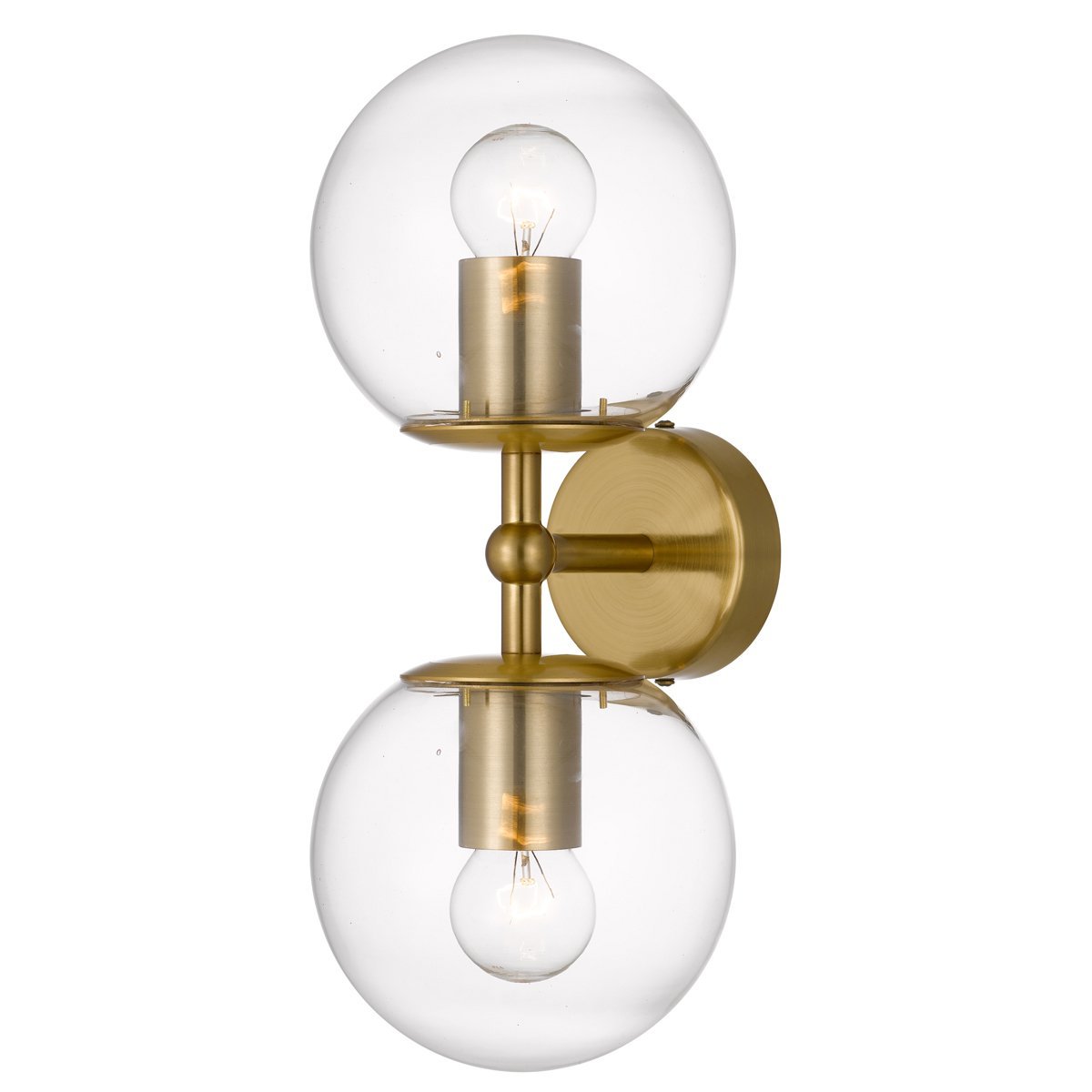 Eterna 2 Light Wall Light in Antique Gold with Clear Glass