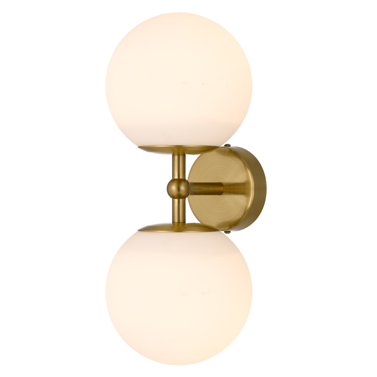 Eterna 2 Light Wall Light in Antique Gold with Matt Opal Glass