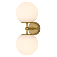 Thumbnail for Eterna 2 Light Wall Light in Antique Gold with Matt Opal Glass