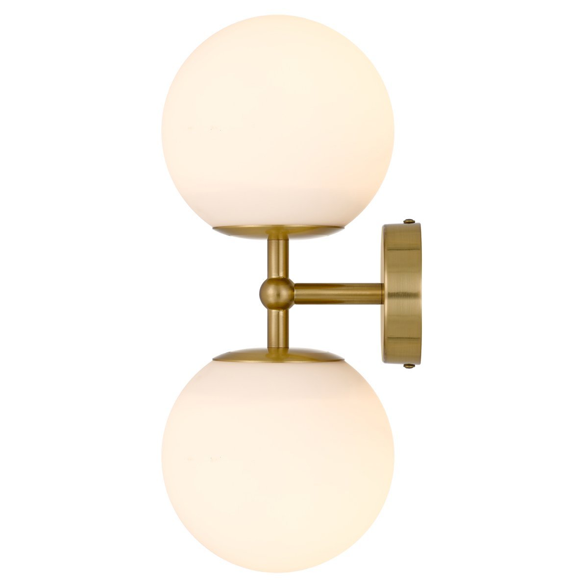 Eterna 2 Light Wall Light in Antique Gold with Matt Opal Glass