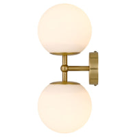 Thumbnail for Eterna 2 Light Wall Light in Antique Gold with Matt Opal Glass