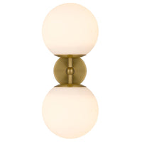 Thumbnail for Eterna 2 Light Wall Light in Antique Gold with Matt Opal Glass