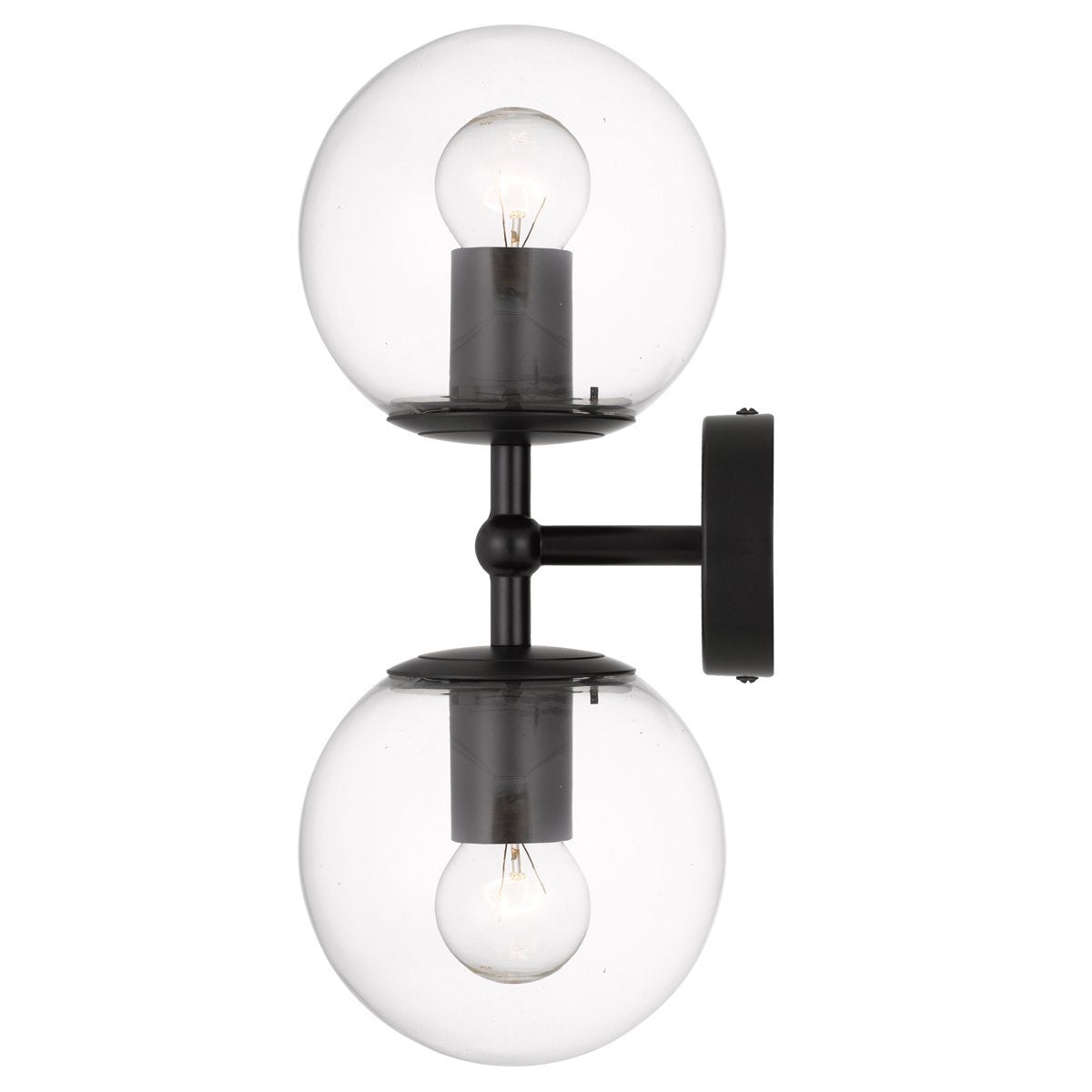 Eterna 2 Light Wall Light in Black with Clear Glass