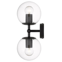 Thumbnail for Eterna 2 Light Wall Light in Black with Clear Glass