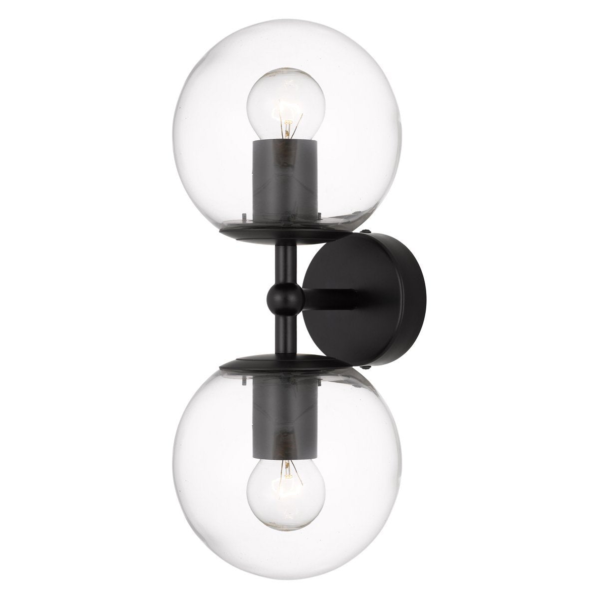 Eterna 2 Light Wall Light in Black with Clear Glass