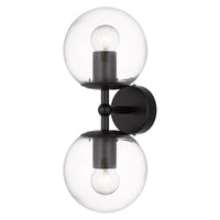 Thumbnail for Eterna 2 Light Wall Light in Black with Clear Glass