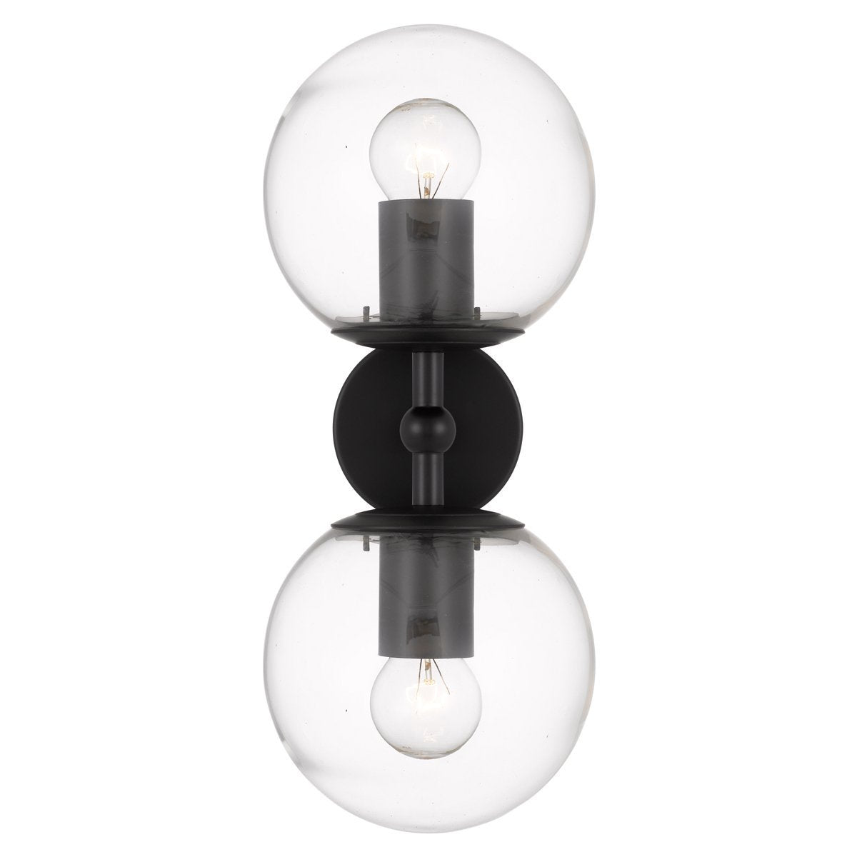 Eterna 2 Light Wall Light in Black with Clear Glass