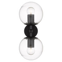 Thumbnail for Eterna 2 Light Wall Light in Black with Clear Glass