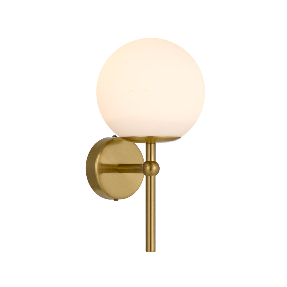 Eterna 1 Light Black/Opal or Clear Glass, Antique Gold/Opal or Clear Glass Wall Light