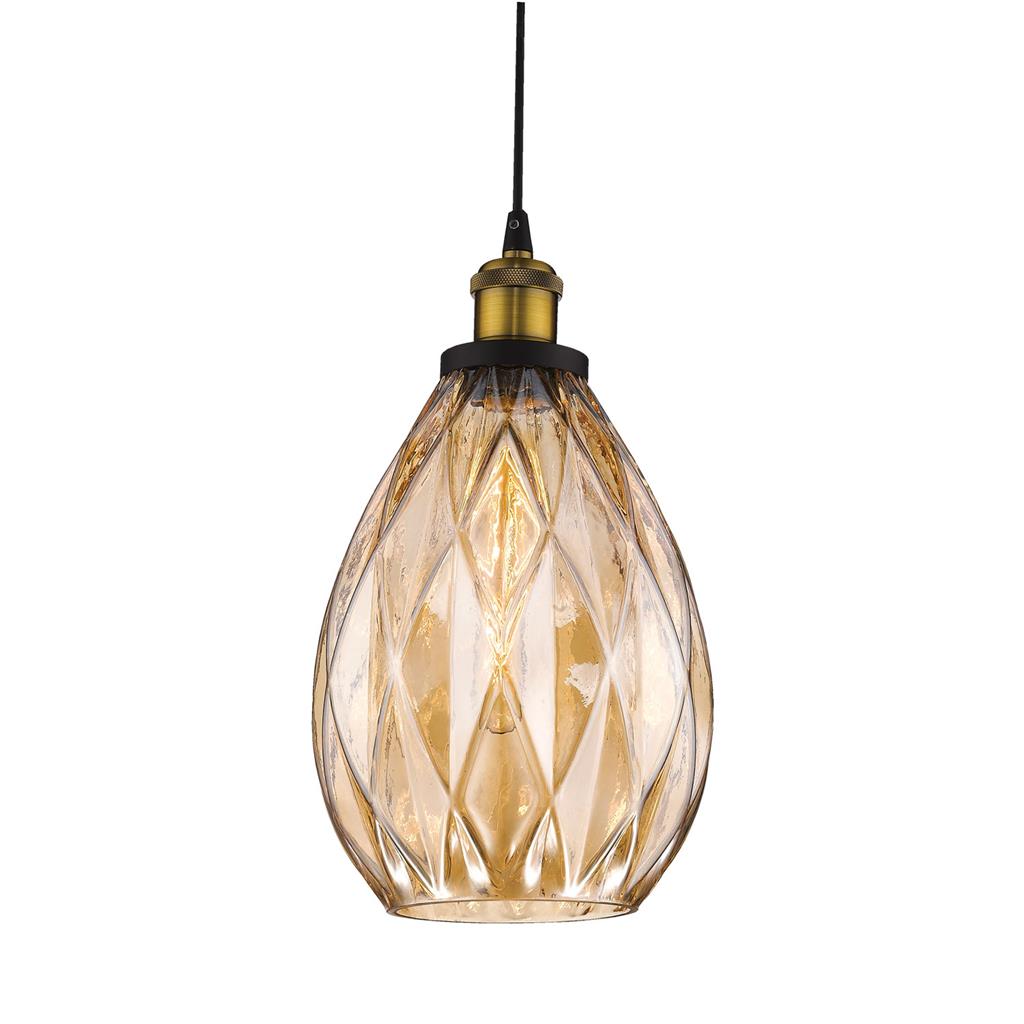 evelyn glass 240v e27 1 light pendant evelyn