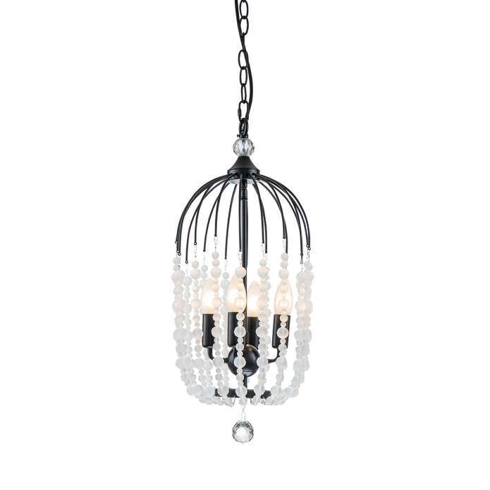 Evelyn 4 Light 24cm E14 Crystal Basket Chandelier Black