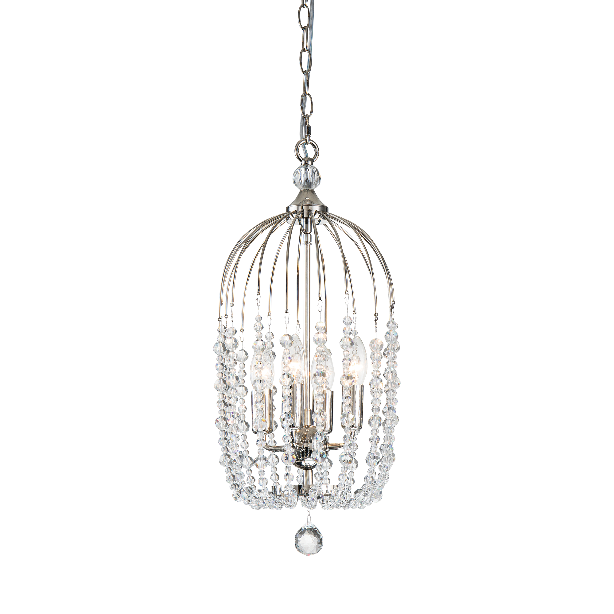Evelyn 4 Light 24cm E14 Crystal Basket Chandelier Nickel