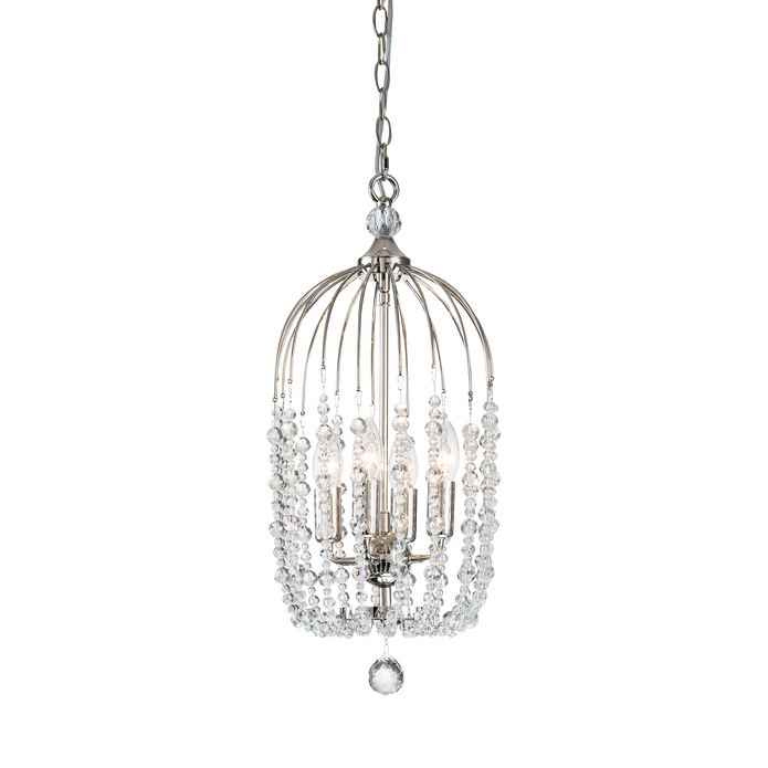 Evelyn 4 Light 24cm E14 Crystal Basket Chandelier Nickel