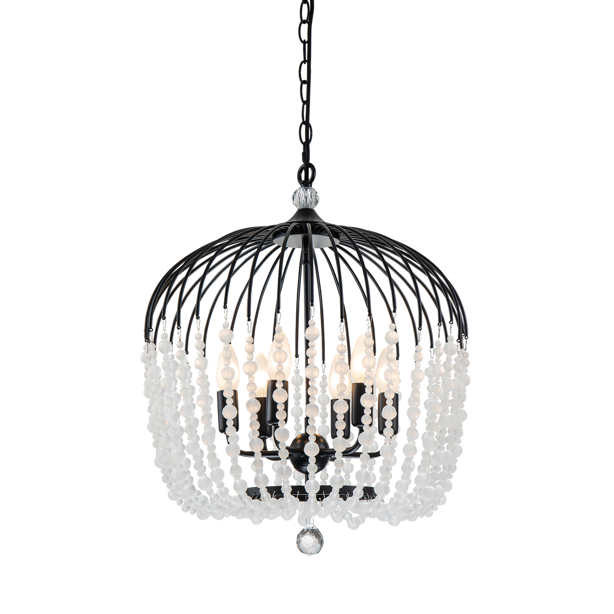Evelyn 4 Light 24cm E14 Crystal Basket Chandelier Black