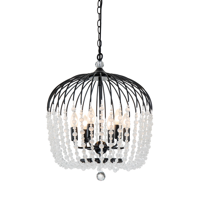 Evelyn 4 Light 24cm E14 Crystal Basket Chandelier Black