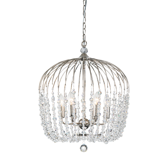 Evelyn 4 Light 24cm E14 Crystal Basket Chandelier Black