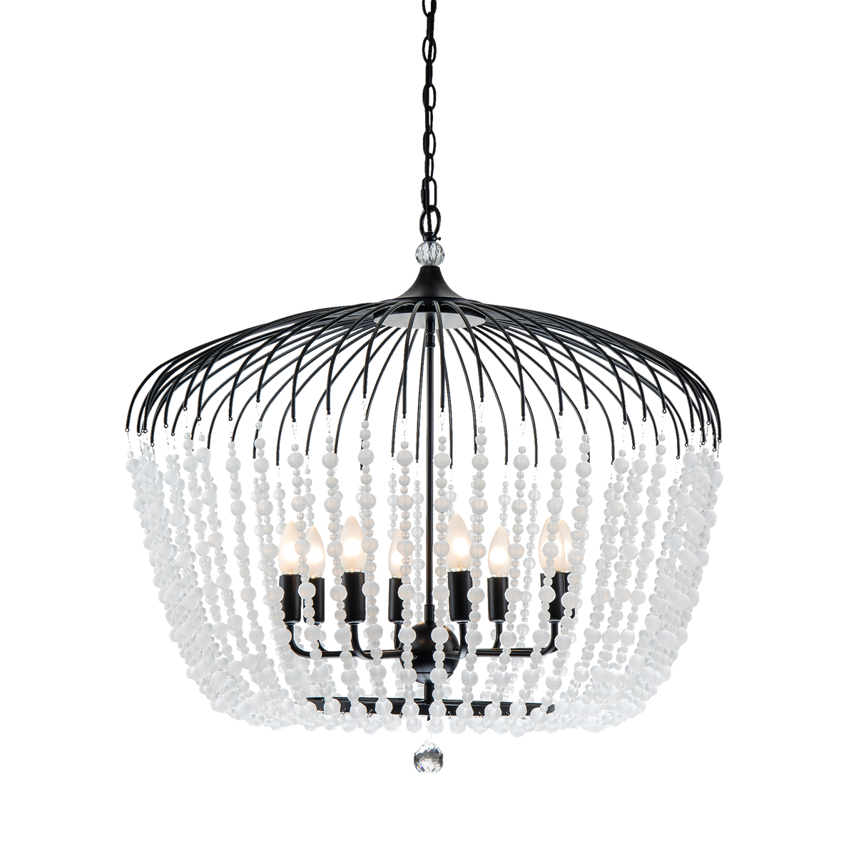 Evelyn 4 Light 24cm E14 Crystal Basket Chandelier Black
