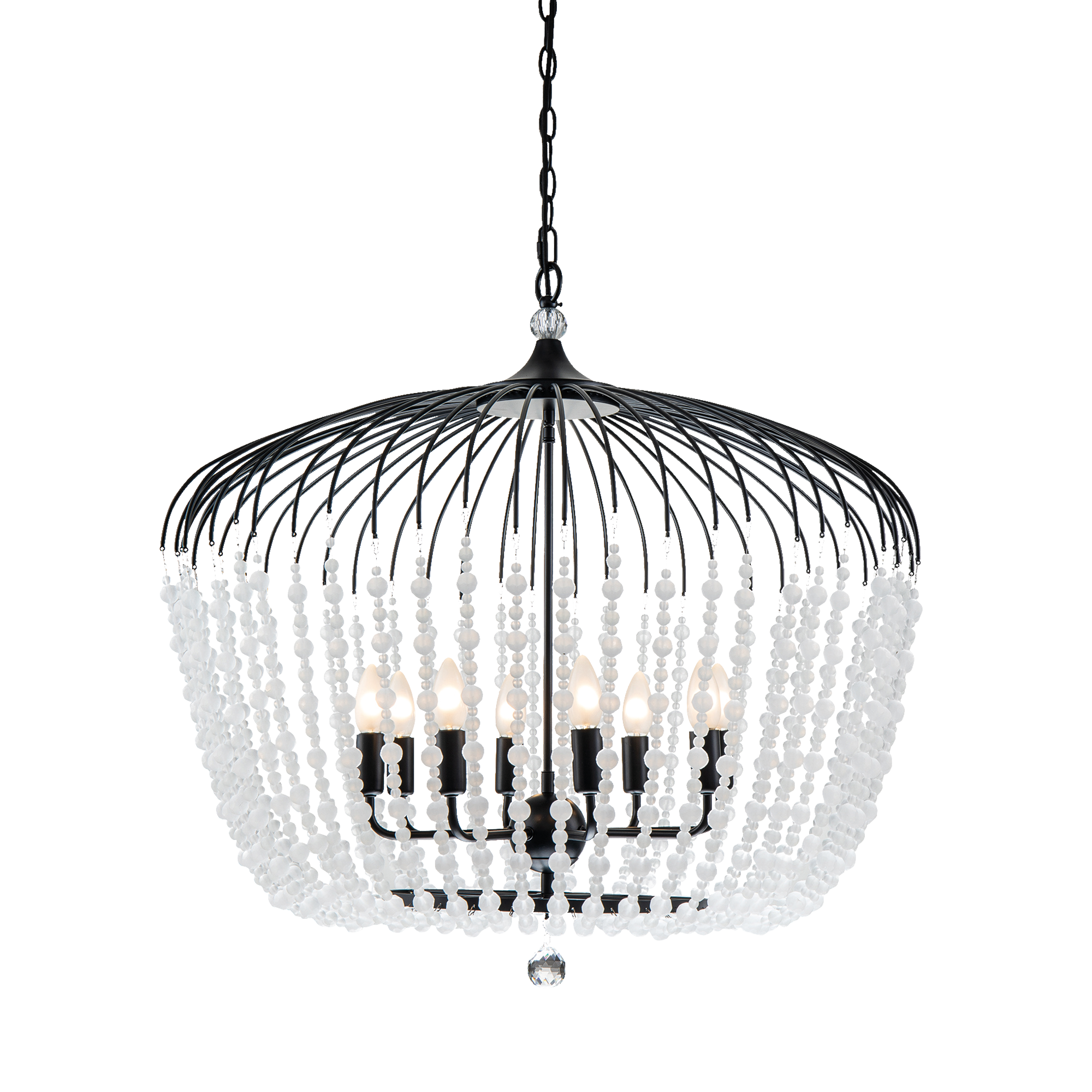 Evelyn 8 Light 75cm E14 Crystal Basket Chandelier Black