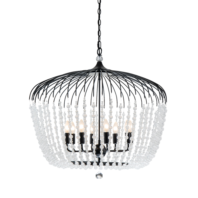 Evelyn 8 Light 75cm E14 Crystal Basket Chandelier Black